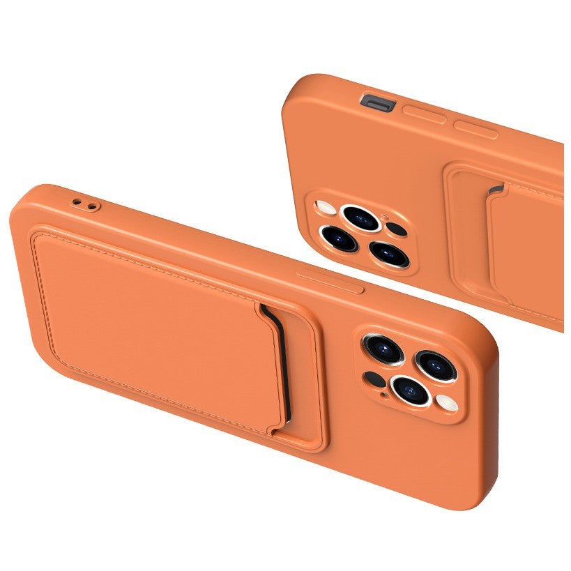 Husa protectie cu suport card compatibila cu Samsung Galaxy A21S Portocaliu