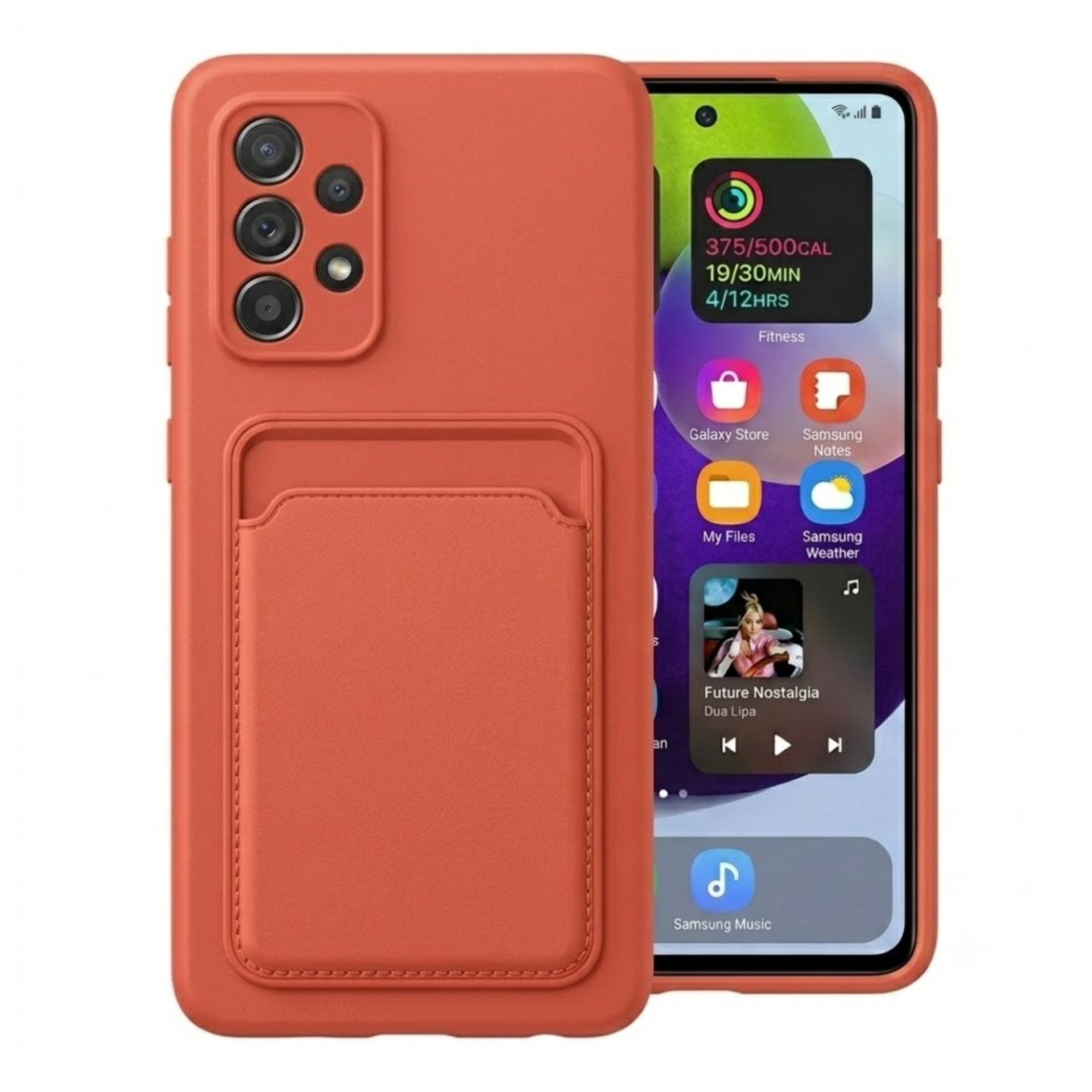 Husa protectie cu suport card compatibila cu Samsung Galaxy A52 Portocaliu