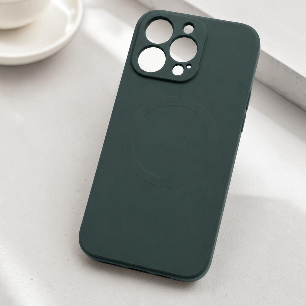 Husa Protectie, Husa de Protectie Compatibila cu iPhone 13 Pro, Liquid MagSafe, Ring-Shaped, Magnetica, Verde