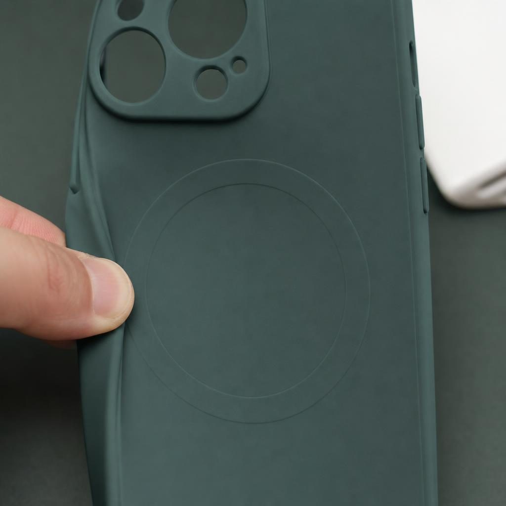 Husa Protectie, Husa de Protectie Compatibila cu iPhone 13 Pro, Liquid MagSafe, Ring-Shaped, Magnetica, Verde