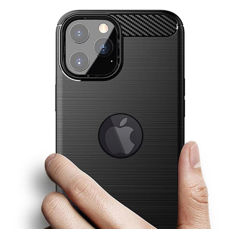 Husa Protectie, compatibila Apple iPhone 14 Plus, Carcasa TPU Carbon, 1.5 mm, Negru