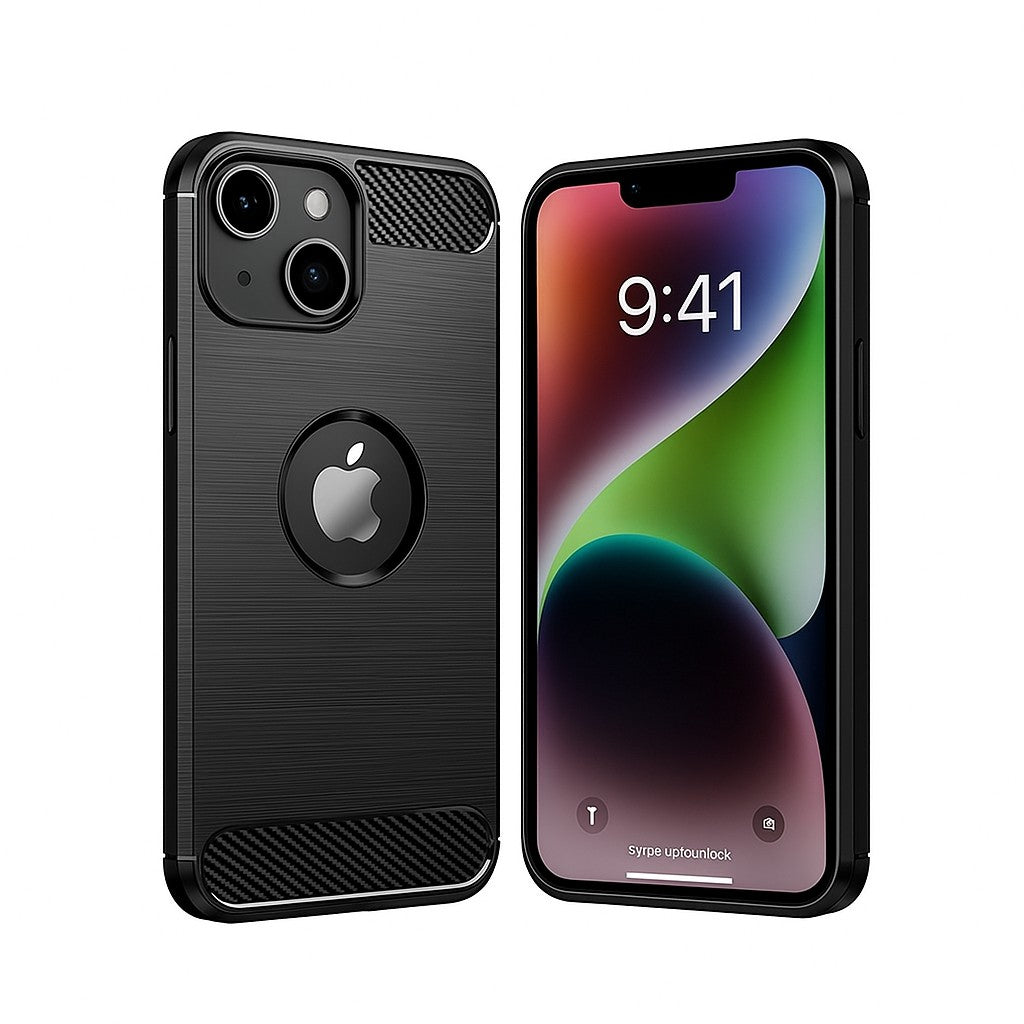 Husa Protectie, compatibila Apple iPhone 14 Plus, Carcasa TPU Carbon, 1.5 mm, Negru