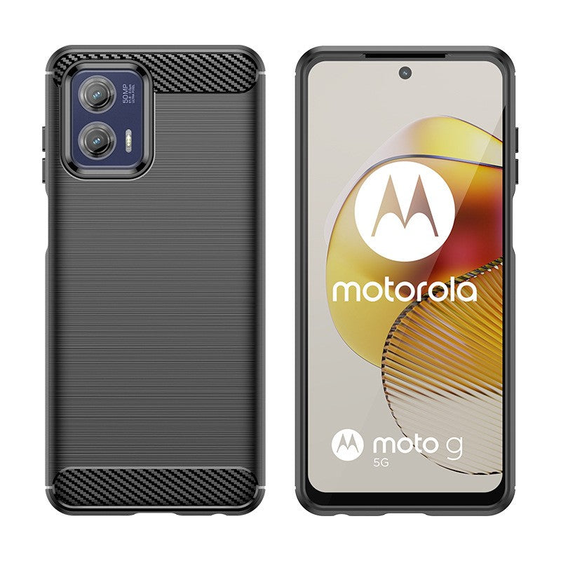 Husa de Protectie pentru Motorola Moto G13 / G23, Protectie 360, din TPU cu element de Carbon, Anti Alunecare, 1.8 mm, Negru