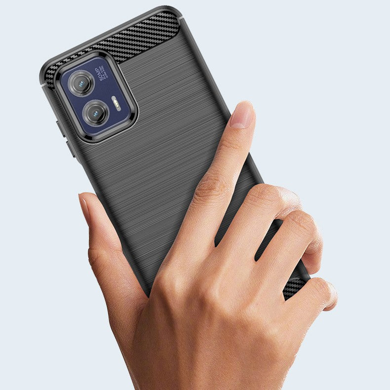 Husa de Protectie pentru Motorola Moto G13 / G23, Protectie 360, din TPU cu element de Carbon, Anti Alunecare, 1.8 mm, Negru