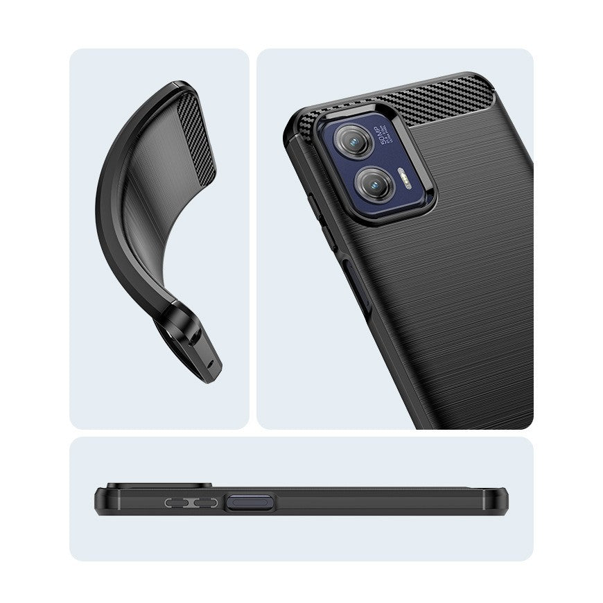 Husa de Protectie pentru Motorola Moto G13 / G23, Protectie 360, din TPU cu element de Carbon, Anti Alunecare, 1.8 mm, Negru