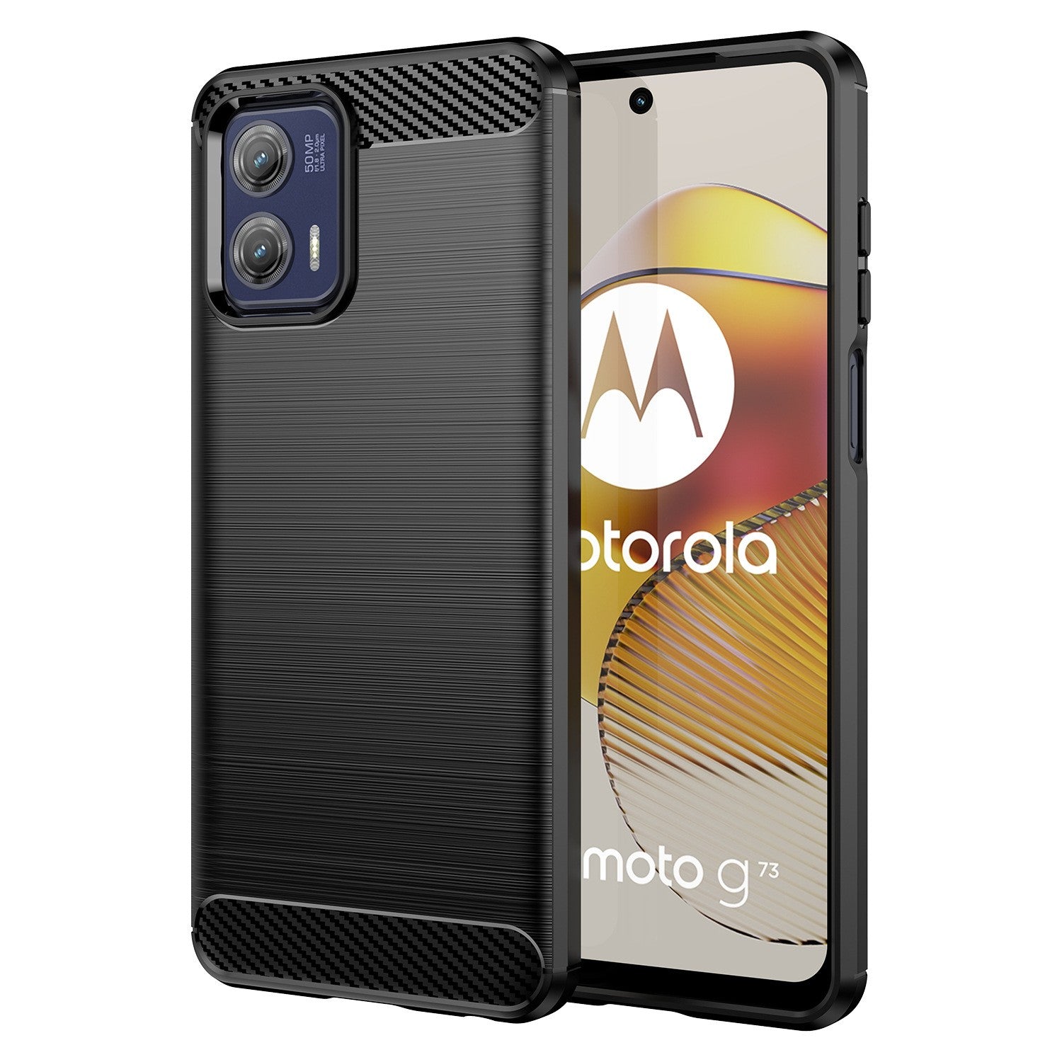 Husa de Protectie pentru Motorola Moto G13 / G23, Protectie 360, din TPU cu element de Carbon, Anti Alunecare, 1.8 mm, Negru