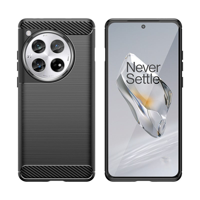 Husa de Protectie pentru OnePlus 12, Protectie 360, din TPU cu element de Carbon, Anti Alunecare, 1.8 mm, Negru