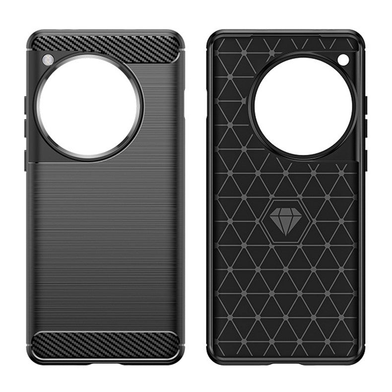 Husa de Protectie pentru OnePlus 12, Protectie 360, din TPU cu element de Carbon, Anti Alunecare, 1.8 mm, Negru