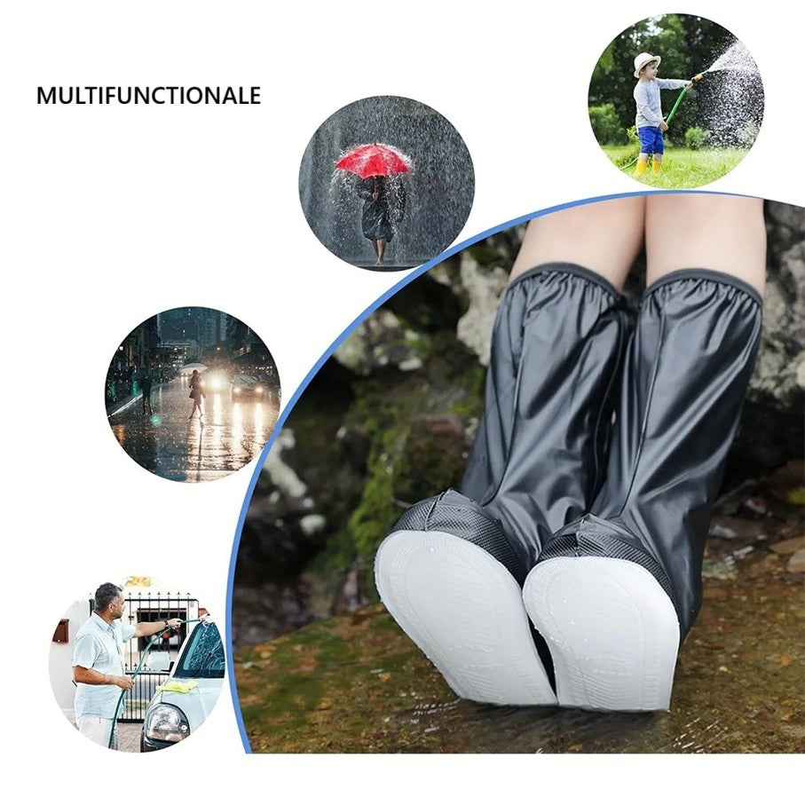 Protectie Incaltaminte pentru Ploaie si Noroi, Impermeabila, Talpa Antiderapanta, cu Fermoar si Capsa, Inaltime 40 cm, Marime S 34-35, Negru