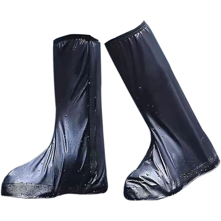 Protectie Incaltaminte pentru Ploaie si Noroi, Impermeabila, Talpa Antiderapanta, cu Fermoar si Capsa, Inaltime 40 cm, Marime S 34-35, Negru