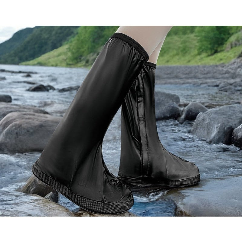Protectie Incaltaminte pentru Ploaie si Noroi, Impermeabila, Talpa Antiderapanta, cu Fermoar si Capsa, Inaltime 40 cm, Marime S 34-35, Negru