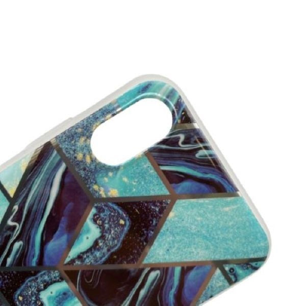 Husa protectie pentru Apple iPhone X/XS Soft IMD TPU Marble Geometric Albastru
