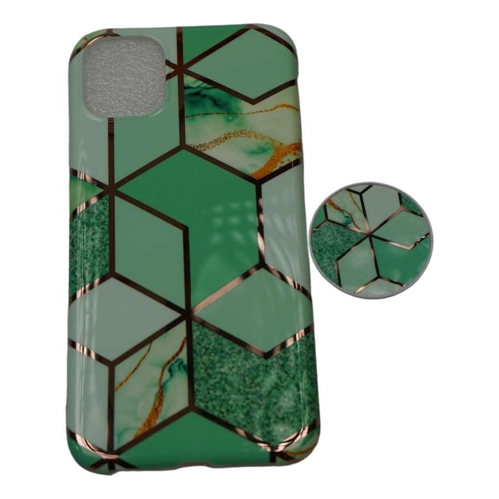 Husa protectie pentru Apple iPhone X/XS Soft IMD TPU Marble Geometric Verde Suport inclus