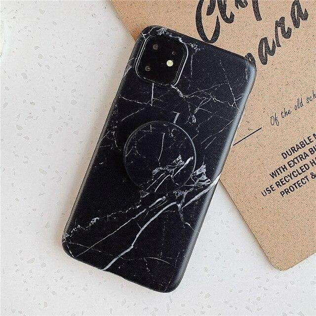 Husa protectie pentru Apple iPhone X/XS Soft IMD TPU Marble Negru cu Suport inclus