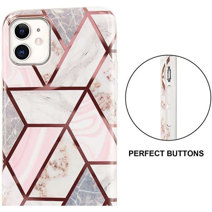 Husa protectie pentru Huawei P Smart 2020 Soft IMD TPU Marble Geometric Alb
