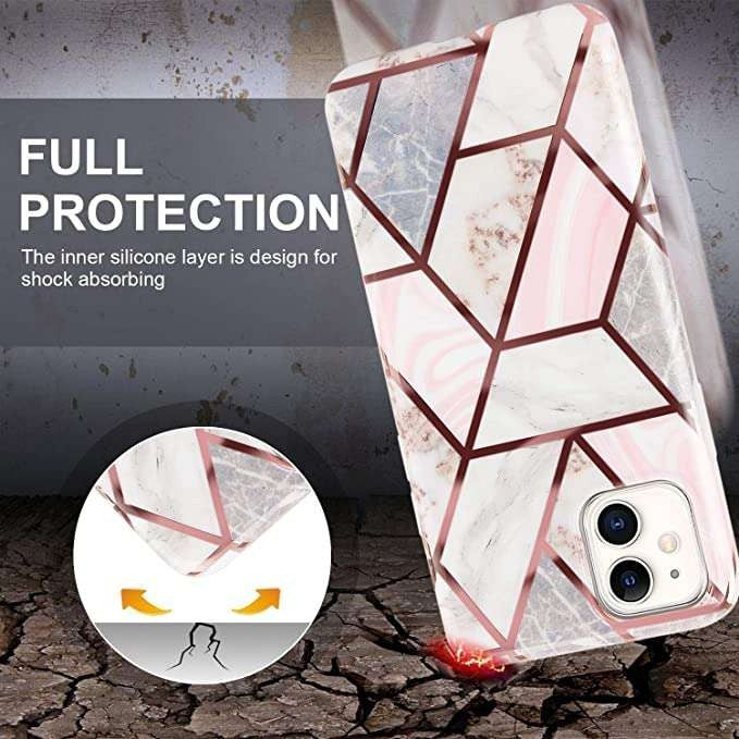 Husa protectie pentru Huawei P Smart 2020 Soft IMD TPU Marble Geometric Alb