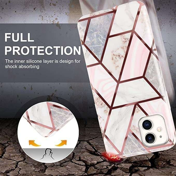 Husa protectie pentru Huawei P40 Lite Soft IMD TPU Marble Geometric Alb