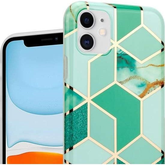 Husa protectie pentru Samsung A51 Soft IMD TPU Marble Geometric Verde