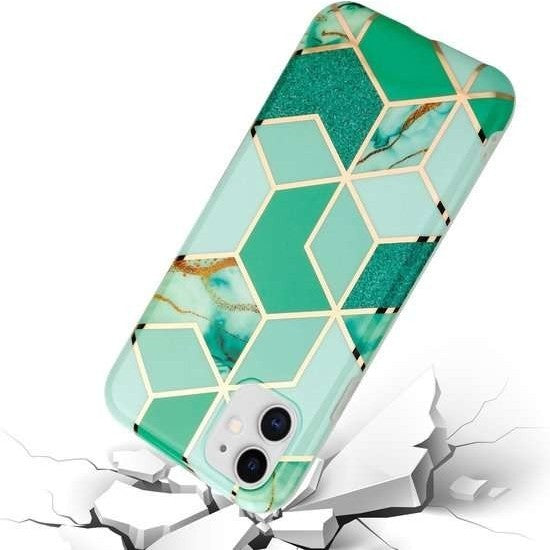 Husa protectie pentru Samsung S10 Plus Soft IMD TPU Marble Geometric Verde