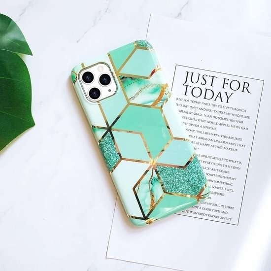 Husa protectie pentru Samsung S10 Soft IMD TPU Marble Geometric Verde
