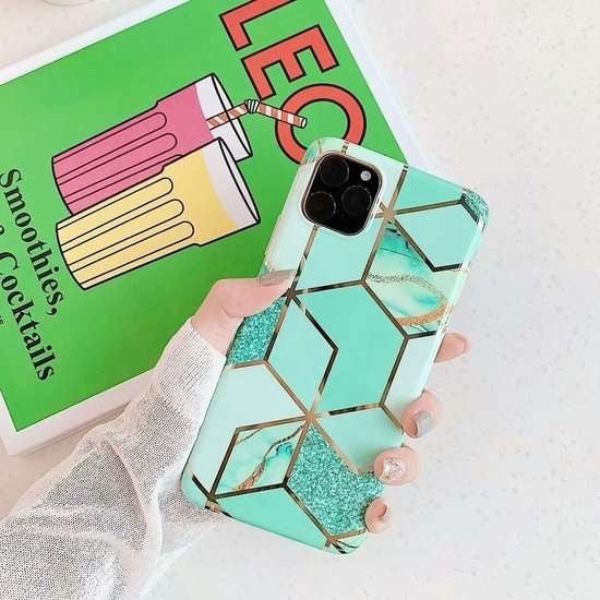 Husa protectie pentru Samsung S10E Soft IMD TPU Marble Geometric Verde