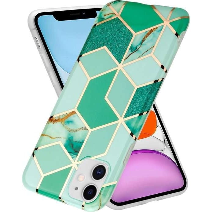Husa protectie pentru Samsung S10E Soft IMD TPU Marble Geometric Verde