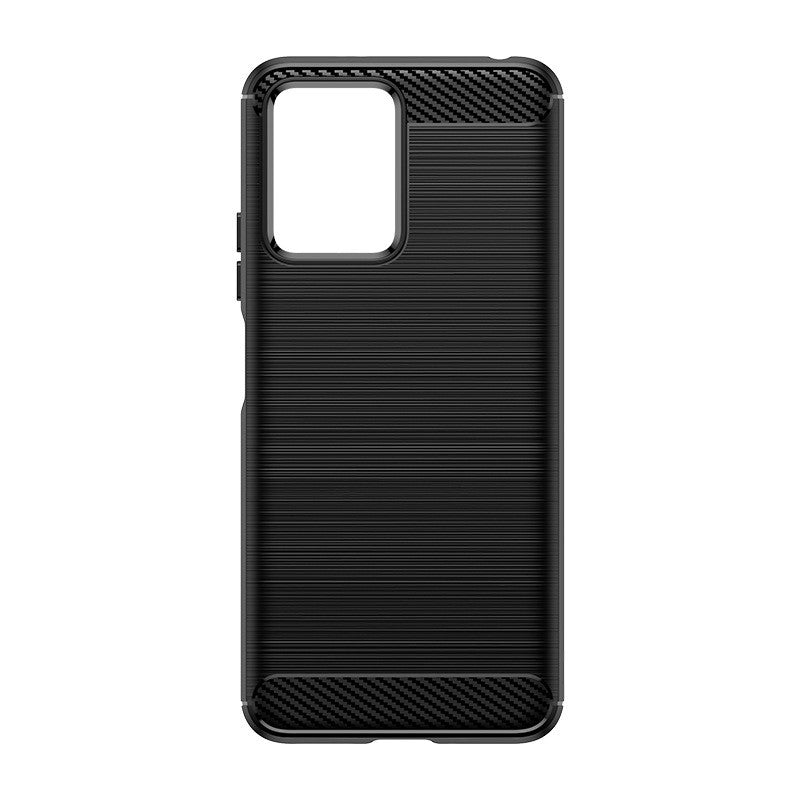 Husa Protectie pentru Xiaomi Redmi Note 12 5G, din Silicon TPU Moale, Textura Periat, Anti Cadere, cu Element Carbon, Negru