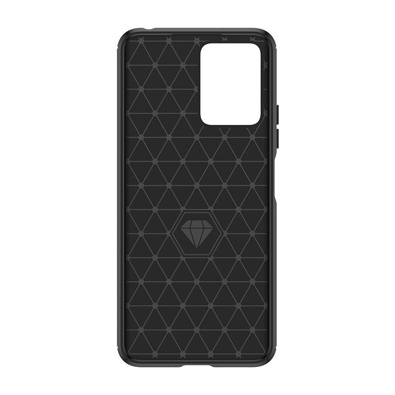 Husa Protectie pentru Xiaomi Redmi Note 12 5G, din Silicon TPU Moale, Textura Periat, Anti Cadere, cu Element Carbon, Negru