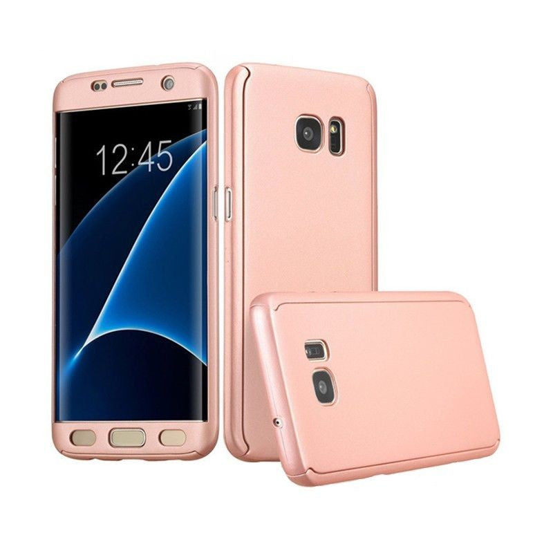Husa Samsung Galaxy A8 2018 Full Cover Roz Auriu + Folie de protectie