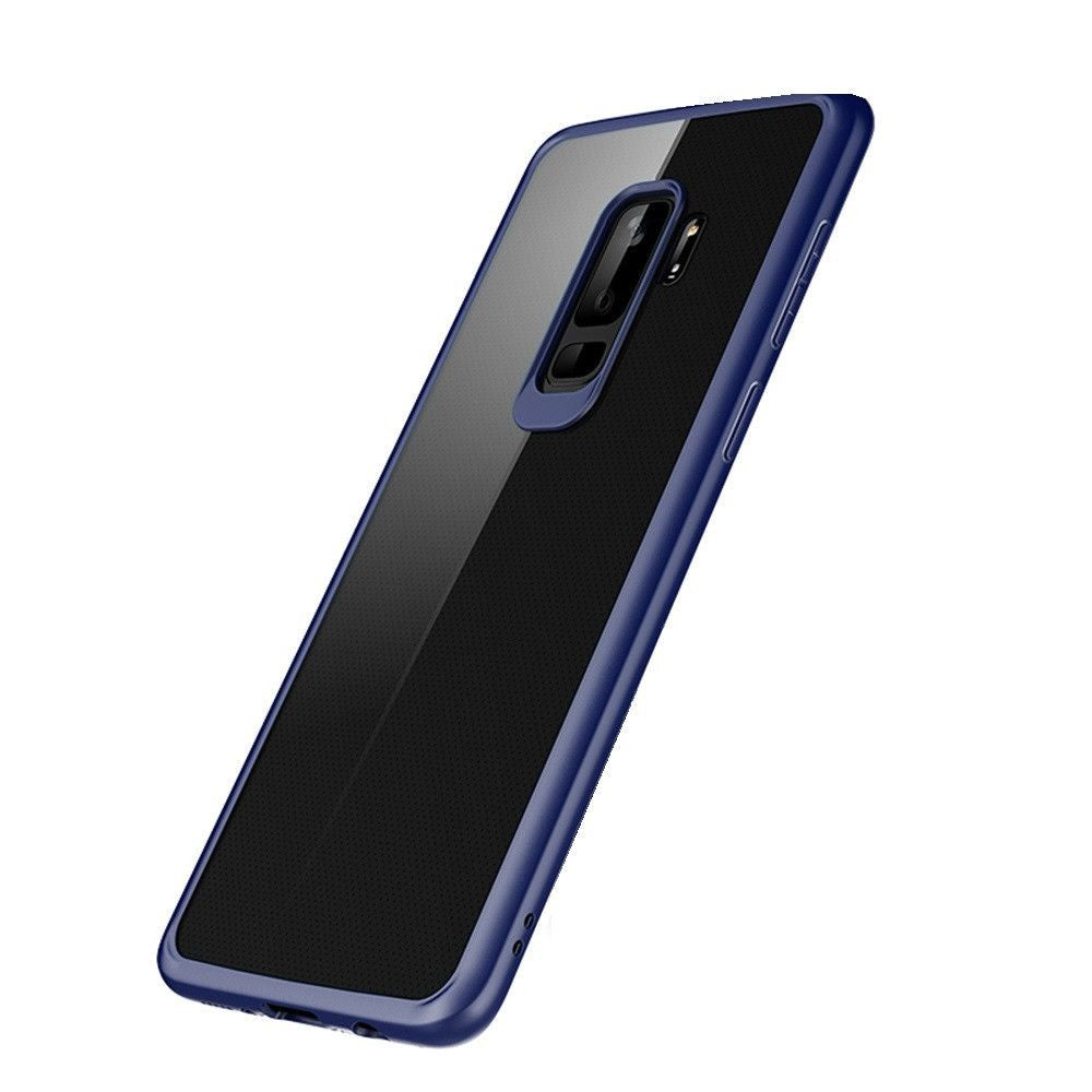 Husa Samsung Galaxy S9 Tpu Transparent cu margini colorate albastru
