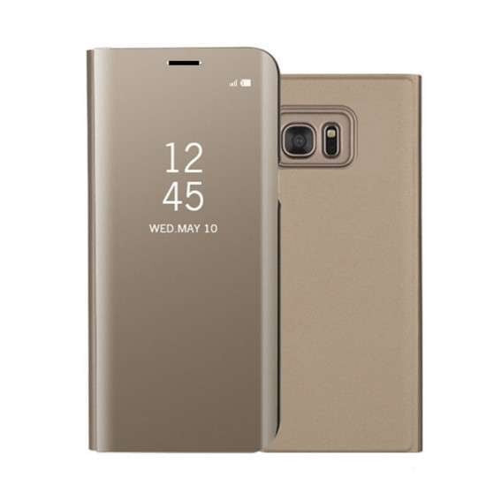 Husa protectie compatibila cu Samsung S10 Plus Flip Cover Oglinda Auriu