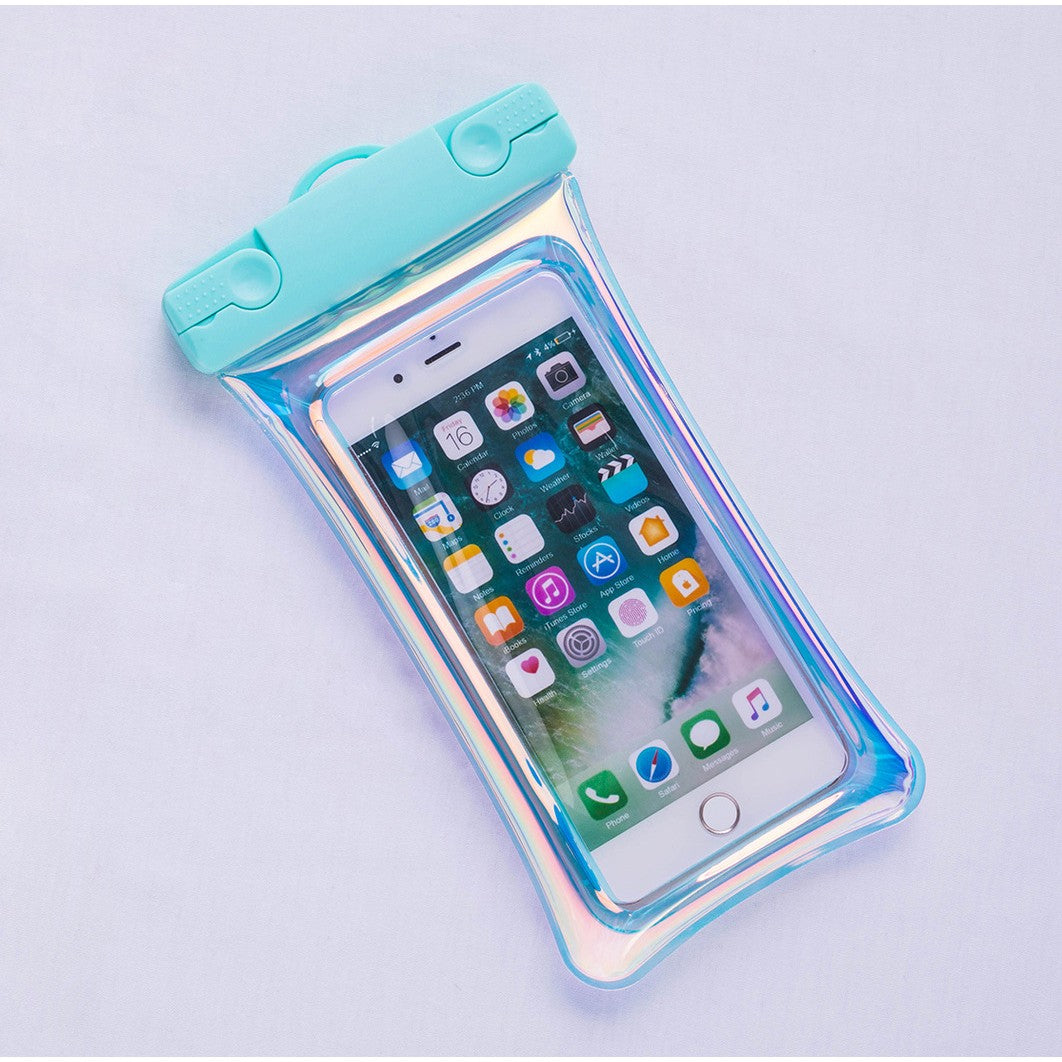 Husa subacvatica Holografica Waterproof, Snowproof, Universala, Impermeabila, cu Snur, pentru telefon sau documente, Bleu