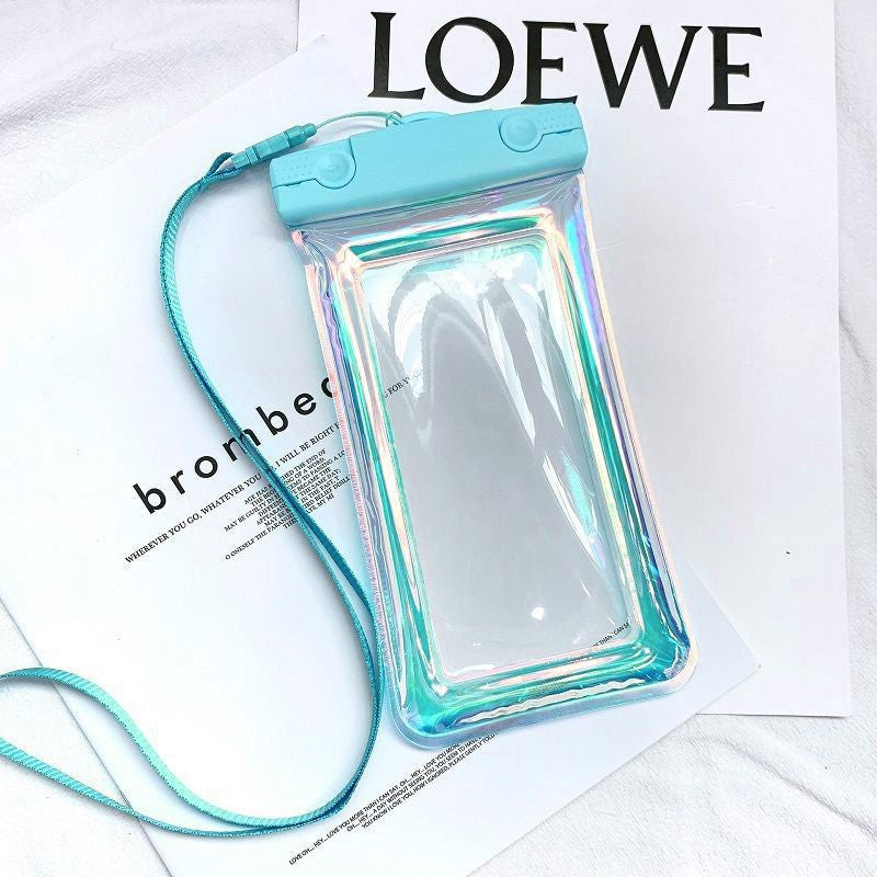 Husa subacvatica Holografica Waterproof, Snowproof, Universala, Impermeabila, cu Snur, pentru telefon sau documente, Bleu