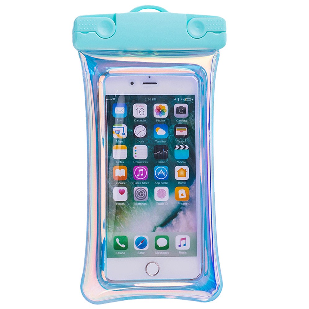 Husa subacvatica Holografica Waterproof, Snowproof, Universala, Impermeabila, cu Snur, pentru telefon sau documente, Bleu