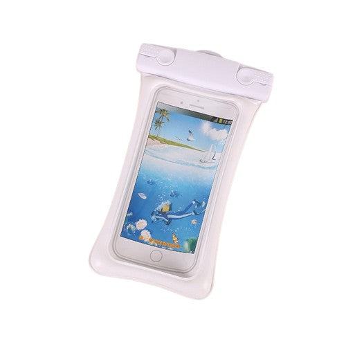 Husa subacvatica Matte Cushion Waterproof, Snowproof, Universala, cu Snur, pentru telefon sau documente, Alb
