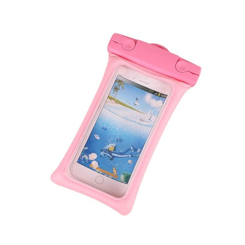 Husa subacvatica Matte Cushion Waterproof, Snowproof, Universala, cu Snur, pentru telefon sau documente, Roz