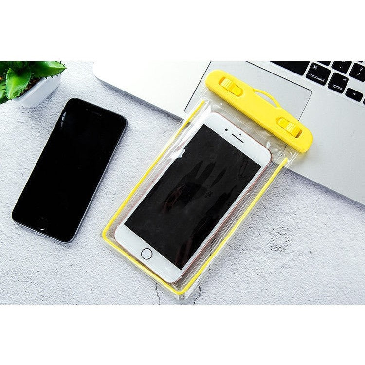 Husa subacvatica Zip Waterproof, Snowproof, Universala, Impermeabila, cu Snur, pentru telefon sau documente, Galben