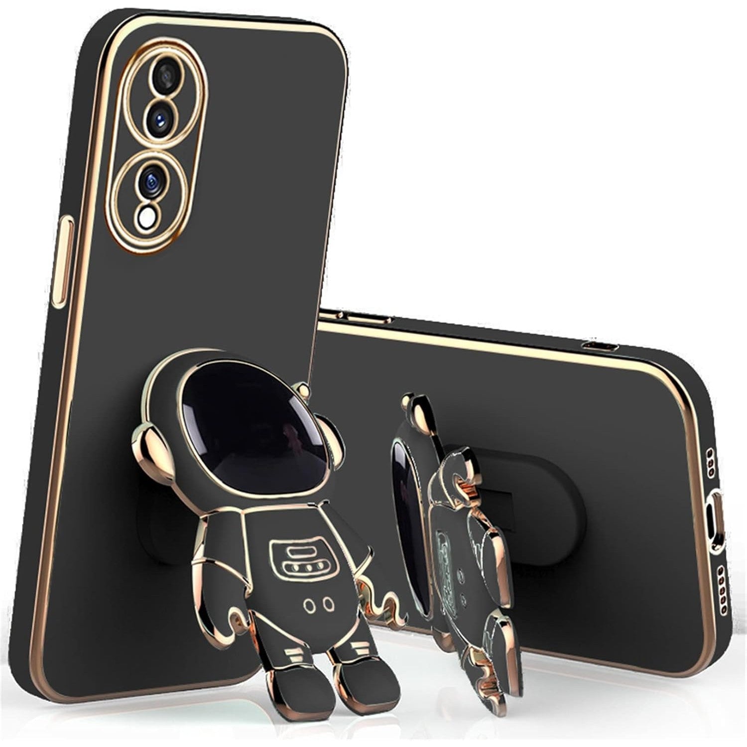 Husa Telefon 2in1, Compatibila Huawei Mate 50 Pro, Carcasa TPU cu Suport Inclus Tip Astronaut, Protectie Camere, Negru