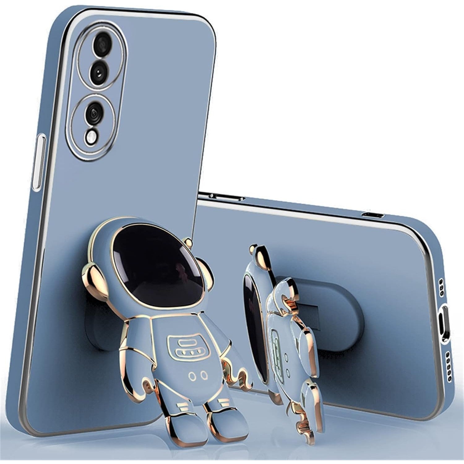 Husa Telefon 2in1, Compatibila Huawei P60 Pro, Carcasa TPU cu Suport Inclus Tip Astronaut, Protectie Camere, Albastru