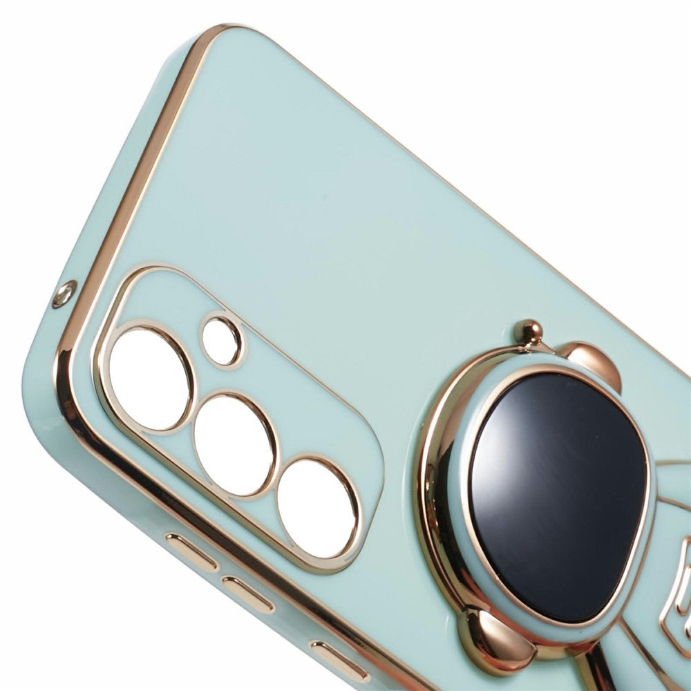 Husa Telefon 2in1, Compatibila Samsung Galaxy S24 Plus, Carcasa TPU cu Suport Inclus Tip Astronaut, Protectie Camere, Verde