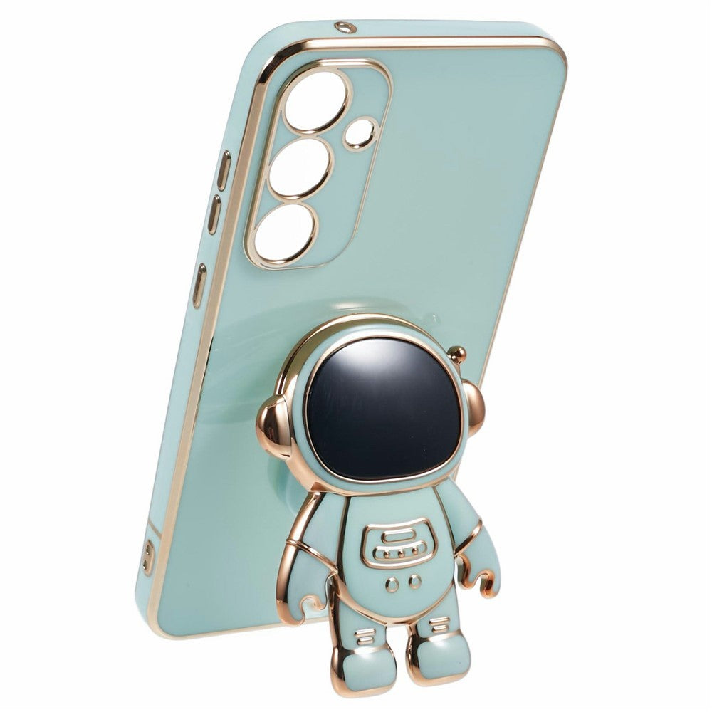 Husa Telefon 2in1, Compatibila Samsung Galaxy S24 Plus, Carcasa TPU cu Suport Inclus Tip Astronaut, Protectie Camere, Verde