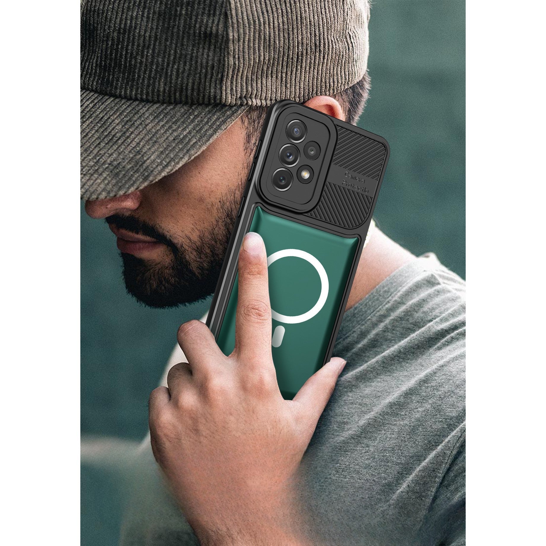 Husa Urban Armor pentru Samsung S21 FE 5G Verde inchis, Suport Auto Magnetic, Protectie Antisoc