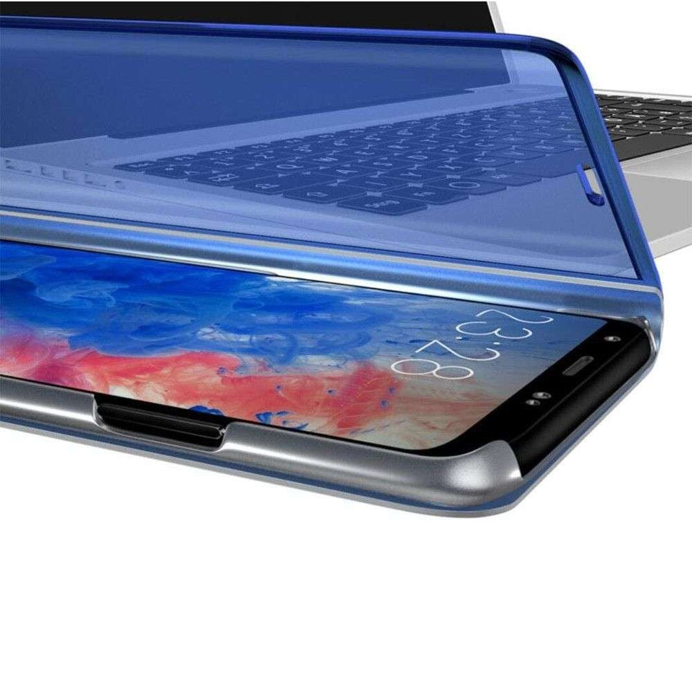 Husa Xiaomi Redmi Note 9 Pro Flip Cover Oglinda Albastru