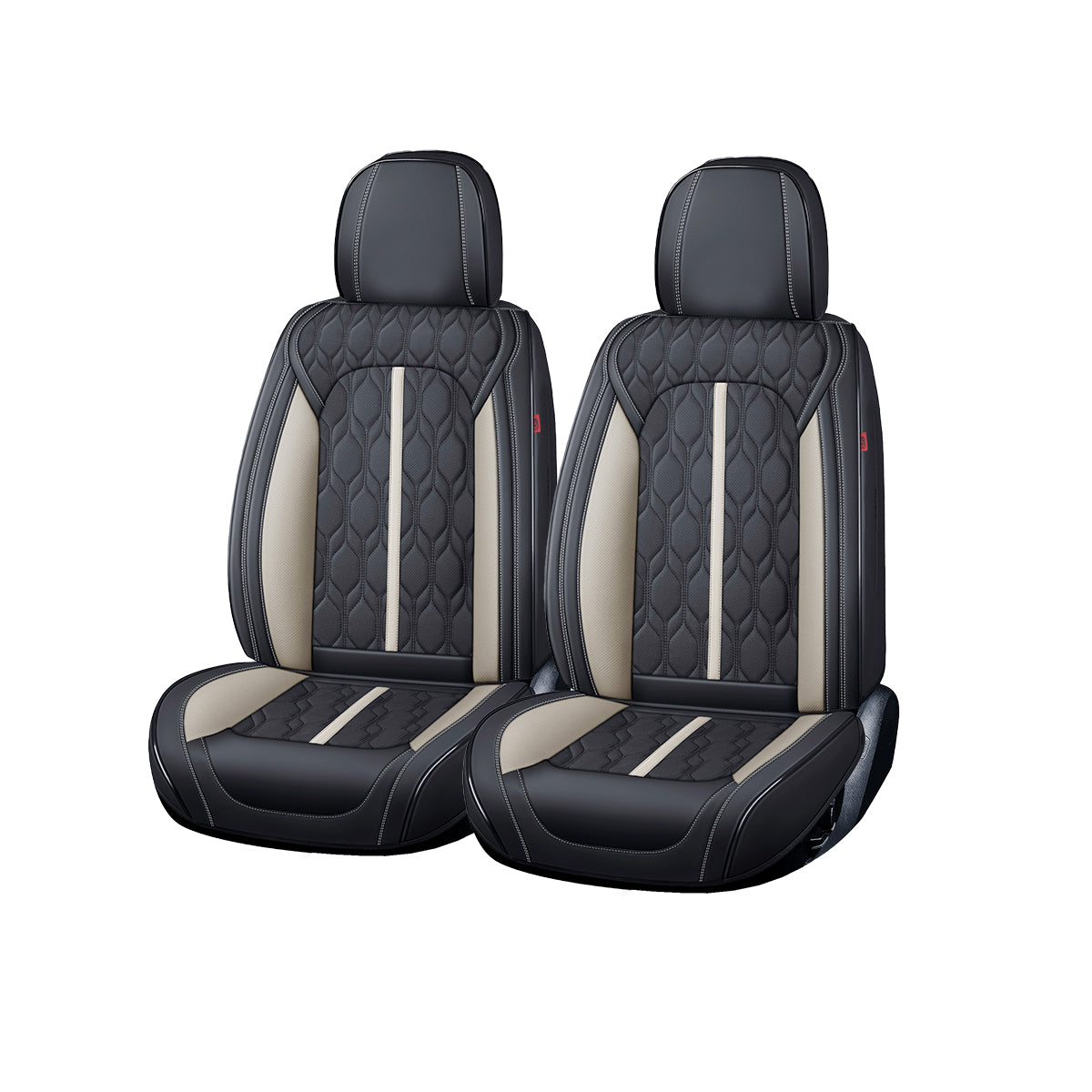 Huse auto premium 5 locuri Carguard Deluxe piele ecologică perforată - negru - alb