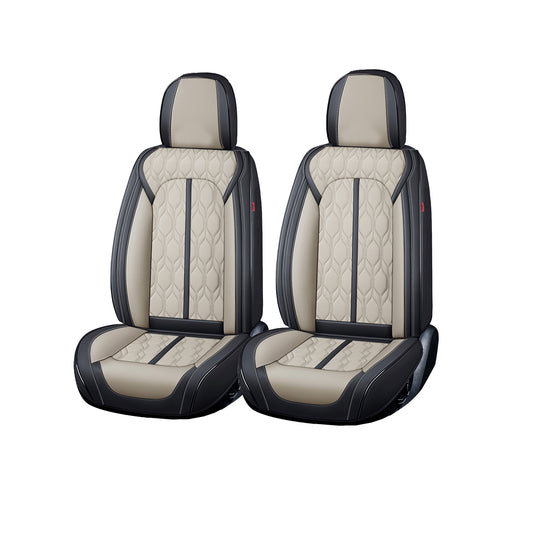 Huse auto premium 5 locuri Carguard Deluxe piele ecologică perforată - negru - crem