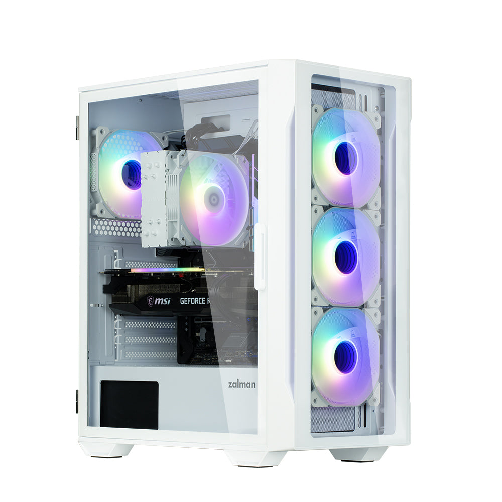 CARCASA Zalman "i3 Neo", middle tower, gaming, fara sursa, suporta 8xfan, 4xfan inclus, USB 3.1 gen1 x 2, USB 2.0x1, audio+mic, 7 sloturi expansiune, alb, "i3 NEO ARGB White"