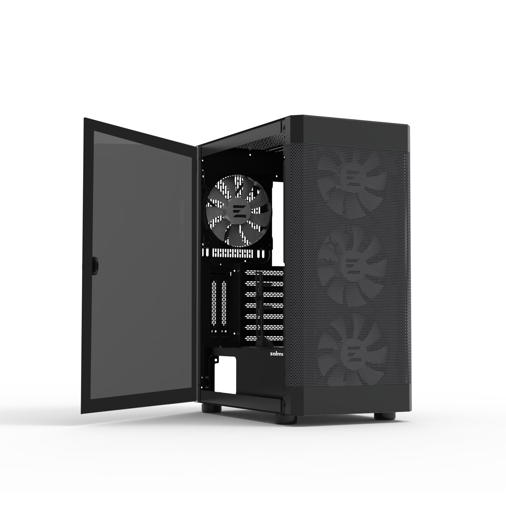 CARCASA Zalman "i4 TG", middle tower, gaming, fara sursa, suporta 8xfan, 4xfan 140mm inclus, PSU shroud, USB 3.1 gen1 x 2, USB 2.0 x 1, audio+mic, 7 sloturi expansiune + 2 verticale, negru, "i4 TG Black"