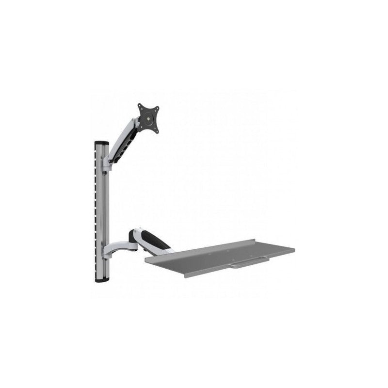 Suport pentru monitor si tastatura, de perete, raft extensibil, 15-27 inch, reglabil, Techly, gri, ICA-PLW 02 