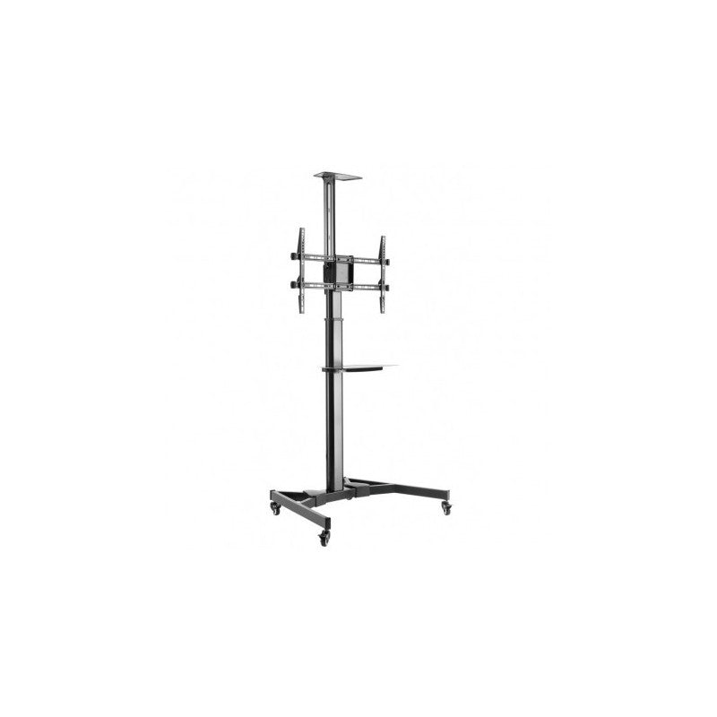 Stand TV mobil pe roti, raft pentru dispozitive multimedia, 37 - 70 inch, reglabil, Techly, negru, ICA-TR46 