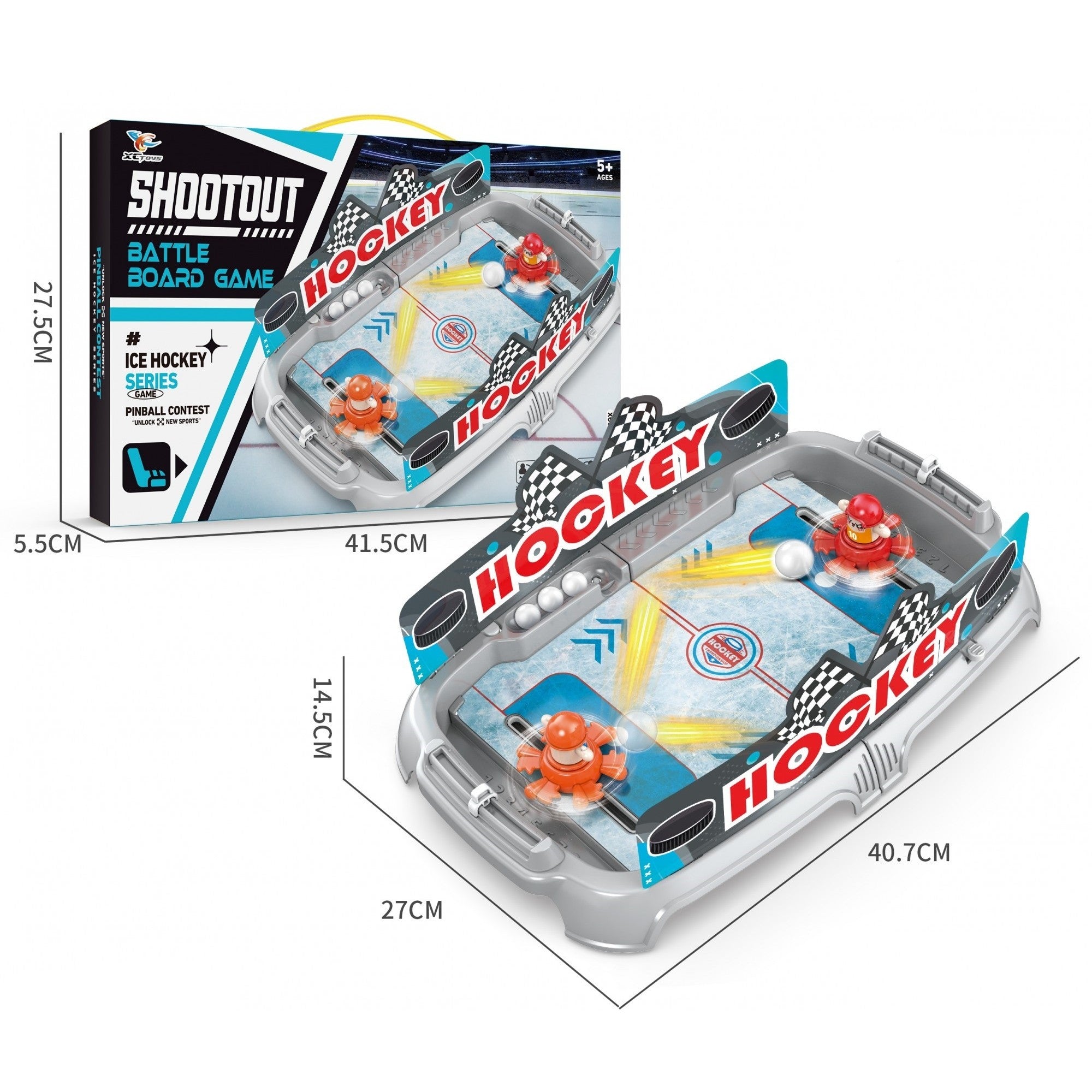 Joc de Masa Interactiv Ice Hockey pentru Copii, 4 Mingi, Tabela Scor, 40.7x27x14.5 cm, Gri